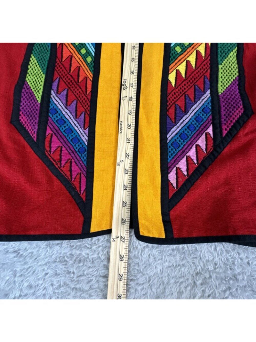 Theologos Art Kimono Shacket Vibrant Multicolored Needlepoint Design Open Front - Picture 11 of 16